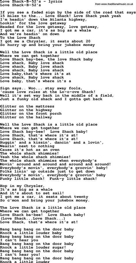 lyrics to the song love shack